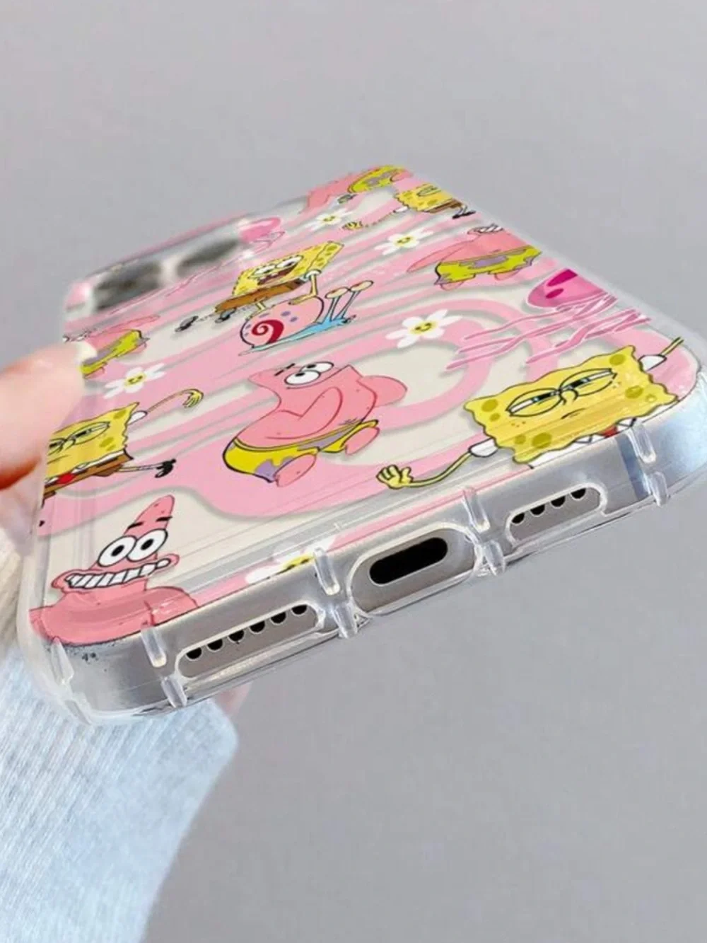 iPhone XS Max SpongeBob & Patrick Pink Clear Phone Case